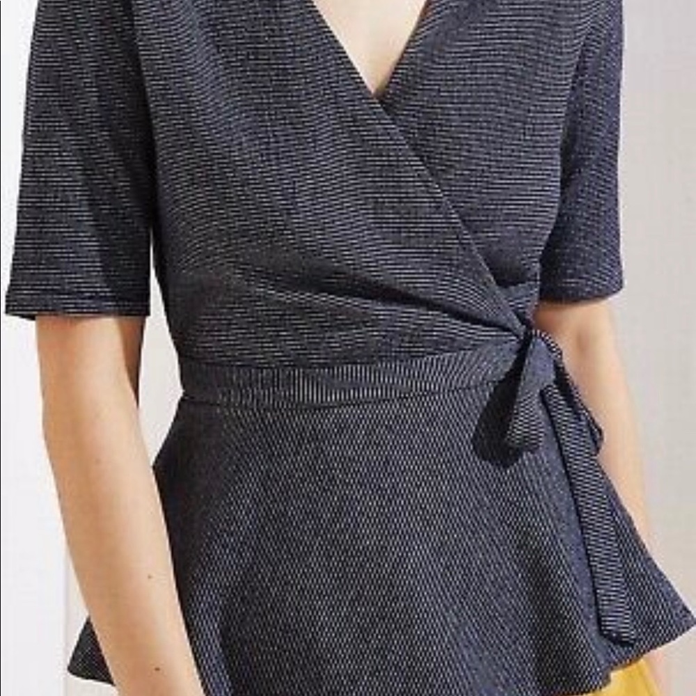 Loft Striped Wrap Blouse